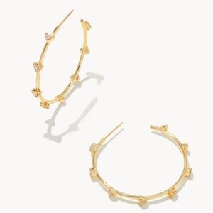 Kendra Scott Haven Gold Crystal Heart Hoop Earrings in White Crystal